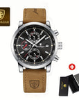 POEDAGAR, Men's Waterproof Watch, Luminous Chronograph Date Watch, Sports Quartz Watches