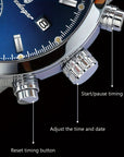 POEDAGAR, Men's Waterproof Watch, Luminous Chronograph Date Watch, Sports Quartz Watches