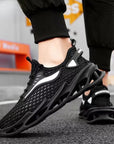 Men's Lace-Up Mesh Sneakers Fashion Hollow-Sole Low Top Running Shoes.