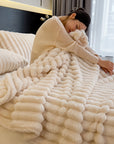 Ultra-Soft Faux Rabbit Fur Throw Blanket – Warm, Cozy & Stylish for Couch, Bed & Travel – Perfect Gift.