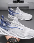 Men's Lace-Up Mesh Sneakers Fashion Hollow-Sole Low Top Running Shoes.