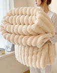 Ultra-Soft Faux Rabbit Fur Throw Blanket – Warm, Cozy & Stylish for Couch, Bed & Travel – Perfect Gift.