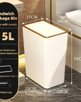 Nordic Gold Trash Can 15L - Slim Covered Bin with One-Touch Lid.