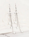 925 Sterling Silver Star Drop Earrings with Multi-Layer Chains for Women.