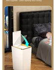 Nordic Gold Trash Can 15L - Slim Covered Bin with One-Touch Lid.