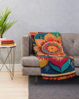 Cozy Diwali Throw Blanket Rangoli, Firecrackers, and Diya Design Warm Furry Winter Plaid for Festive Decor.