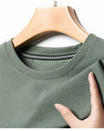 Men's Casual Waffle Knit Short Sleeve T-Shirt Round Neck Design
