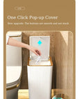 Nordic Gold Trash Can 15L - Slim Covered Bin with One-Touch Lid.