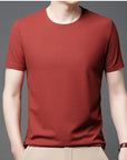 Men's Casual Waffle Knit Short Sleeve T-Shirt Round Neck Design