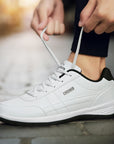 PU Leather Men's Casual Sneakers - Breathable, Non-Slip, Trendy Shoes.