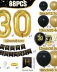 Black Gold Balloon Garland Arch Kit - Birthday & Anniversary Party Decorations for Adults.