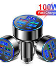 66W-250W Fast Car Charger | PD & QC3.0 | 6-Port Cigarette Lighter Adapter.