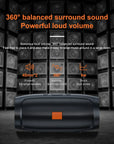 Portable Bluetooth Speaker with Dual Stereo, FM Radio, TF/USB Playback, and Subwoofer Sound.