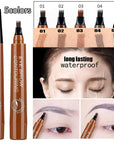 3D Waterproof Microblading Eyebrow Pen - Long Lasting Natural Dark Brown