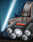 High-Quality 5 LED Rechargeable Flashlight with Built-in Battery Strong Light Headlamp for Camping, Adventure, and Fishing.