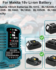18V 22V Li-ion Battery Charger Fast Charging Replacement for Makita, Milwaukee, Dewalt, Bosch EU/US Plug.
