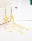 925 Sterling Silver Star Drop Earrings with Multi-Layer Chains for Women.