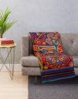 Cozy Huichol Throw Blanket – Fluffy Flannel for Bed | Personalized Gift Blanket for Warmth & Style.