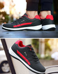 PU Leather Men's Casual Sneakers - Breathable, Non-Slip, Trendy Shoes.