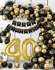 Black Gold Balloon Garland Arch Kit - Birthday & Anniversary Party Decorations for Adults.