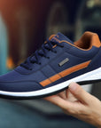PU Leather Men's Casual Sneakers - Breathable, Non-Slip, Trendy Shoes.