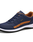 PU Leather Men's Casual Sneakers - Breathable, Non-Slip, Trendy Shoes.