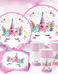 Unicorn Birthday Party Disposable Tableware Kids Party Supplies and Girl's Birthday Supplies.