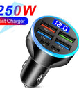66W-250W Fast Car Charger | PD & QC3.0 | 6-Port Cigarette Lighter Adapter.