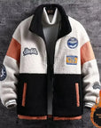 Men's Fleece-Lined Cotton Jacket – Thickened, Color Block Winter Style Casual Fit for Men & Women.