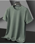 Men's Casual Waffle Knit Short Sleeve T-Shirt Round Neck Design
