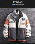 Men's Fleece-Lined Cotton Jacket – Thickened, Color Block Winter Style Casual Fit for Men & Women.