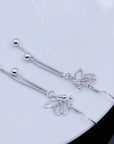 925 Sterling Silver Butterfly Earrings Long Tassel Drop Design.