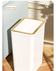 Nordic Gold Trash Can 15L - Slim Covered Bin with One-Touch Lid.