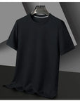 Men's Casual Waffle Knit Short Sleeve T-Shirt Round Neck Design