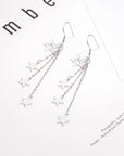 925 Sterling Silver Star Drop Earrings with Multi-Layer Chains for Women.