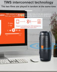 Portable Bluetooth Speaker with Dual Stereo, FM Radio, TF/USB Playback, and Subwoofer Sound.