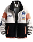 Men's Fleece-Lined Cotton Jacket – Thickened, Color Block Winter Style Casual Fit for Men & Women.