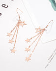 925 Sterling Silver Star Drop Earrings with Multi-Layer Chains for Women.