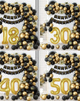 Black Gold Balloon Garland Arch Kit - Birthday & Anniversary Party Decorations for Adults.