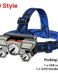 High-Quality 5 LED Rechargeable Flashlight with Built-in Battery Strong Light Headlamp for Camping, Adventure, and Fishing.