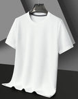 Men's Casual Waffle Knit Short Sleeve T-Shirt Round Neck Design.