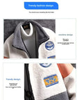 Men's Fleece-Lined Cotton Jacket – Thickened, Color Block Winter Style Casual Fit for Men & Women.