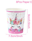 Unicorn Birthday Party Disposable Tableware Kids Party Supplies and Girl's Birthday Supplies.