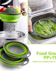 Silicone Vegetable and Fruit Cleaning Basket, Foldable Water Filter Net for Kitchen Drainage, Multi-Function Washing Tool.