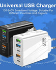 65W Fast Charger with PD & 3 USB Ports – Multi-Interface Travel Adapter 3.1A.