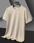 Men's Casual Waffle Knit Short Sleeve T-Shirt Round Neck Design.
