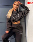 Hooded Women’s Tracksuit Fashion Jogging Set with Cropped Hoodie & Sweatpants.