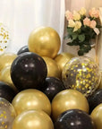 Black Metallic Sequin Balloons 16PCS - Party Decor for Birthdays & Weddings.