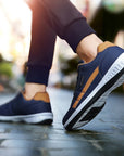 PU Leather Men's Casual Sneakers - Breathable, Non-Slip, Trendy Shoes.