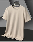 Men's Casual Waffle Knit Short Sleeve T-Shirt Round Neck Design